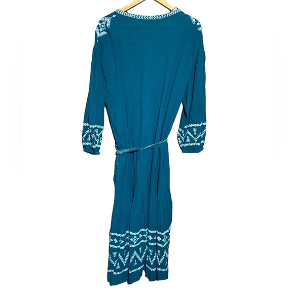NWOT ZARA WOMAN MIDI EMBROIDERED DRESS COTTAGECORE BOHO GREENISH SIZE‎ LARGE - Picture 6 of 9